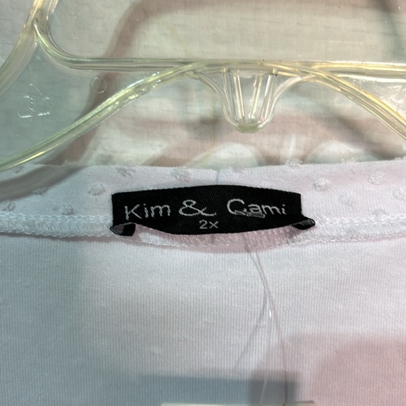 Kim & Cami 2x white short sleeve Swiss dot knotted waistline nwt perfect - Picture 2 of 8
